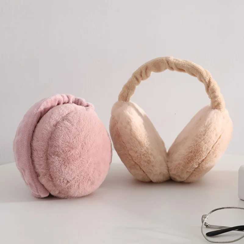 Folding hamburger earmuffs for men and women solid color winter cold-proof and anti-freeze plush ear retractable earmuffs XJ250812