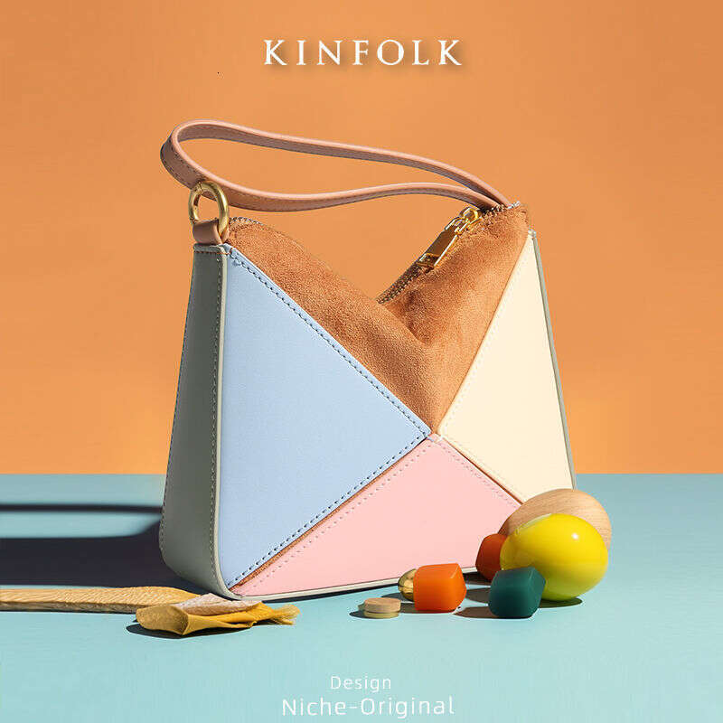 toteBag Shoulder bag ROSE NOIRE New Niche Design Turkish Multifunctional Color Block Foldable Triangle Handheld Tote Crossbody Bag