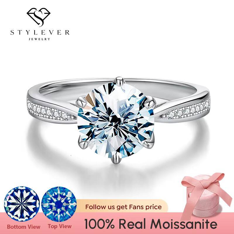 Custom Gra Certified Iced Out Diamond 925 Sterling Silver Round Women Moissanite Ring Engagement Fine Jewelry
