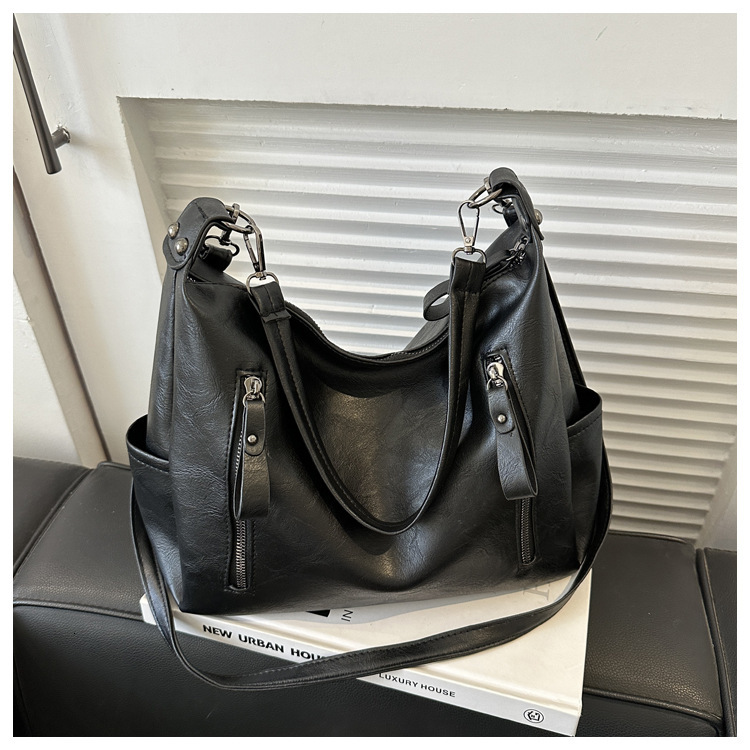 Textured Large Capacity Multi Zipper New Autumn Casual Simple Single Shoulder Commuter Tote Crossbody Women s Bag ddmymarket