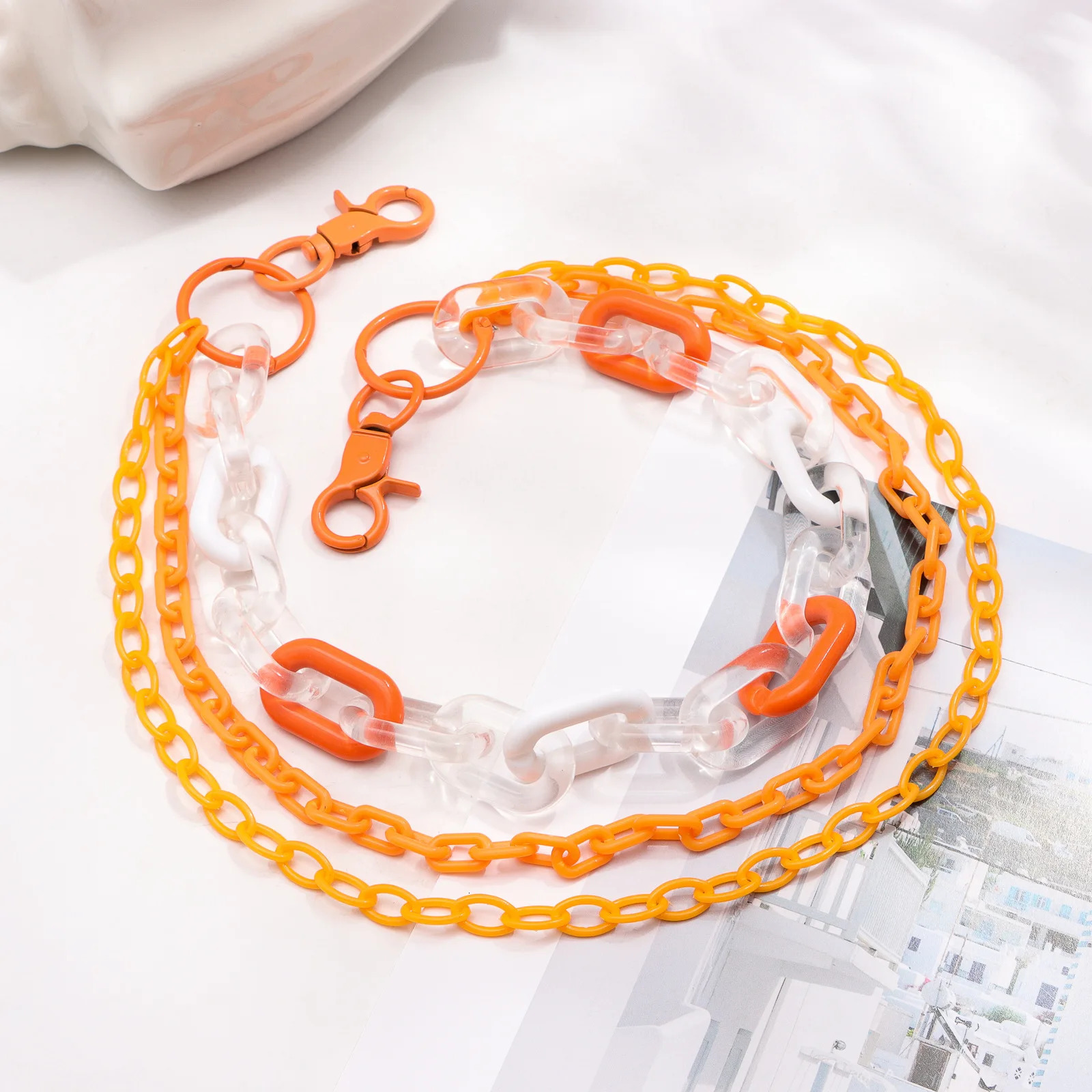 Punk Waist Chain Belt Orange Trousers Chain for Women Jeans Belt Chain for Pants Cool Resin Rock Chain Hiphop Summer Jewelry 250811