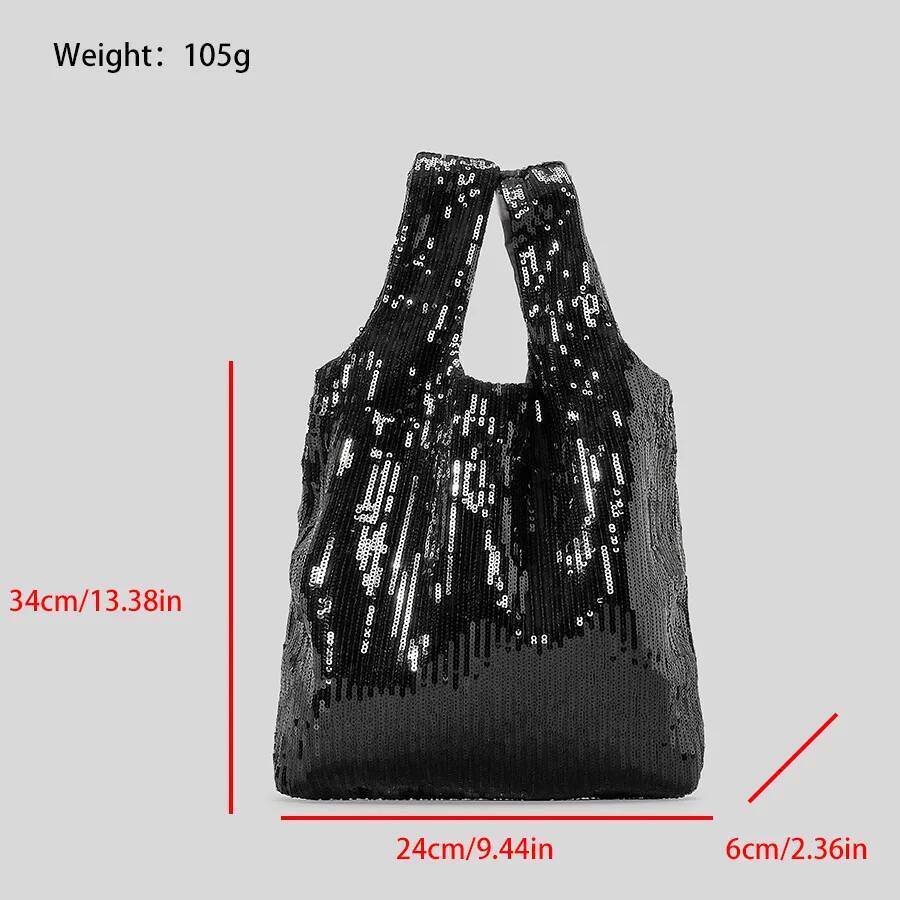 Fashion Sequins Women Handbags Shinny Tote Bling Evening Party Purses Minimalist Vest Design Hand Bags 2024