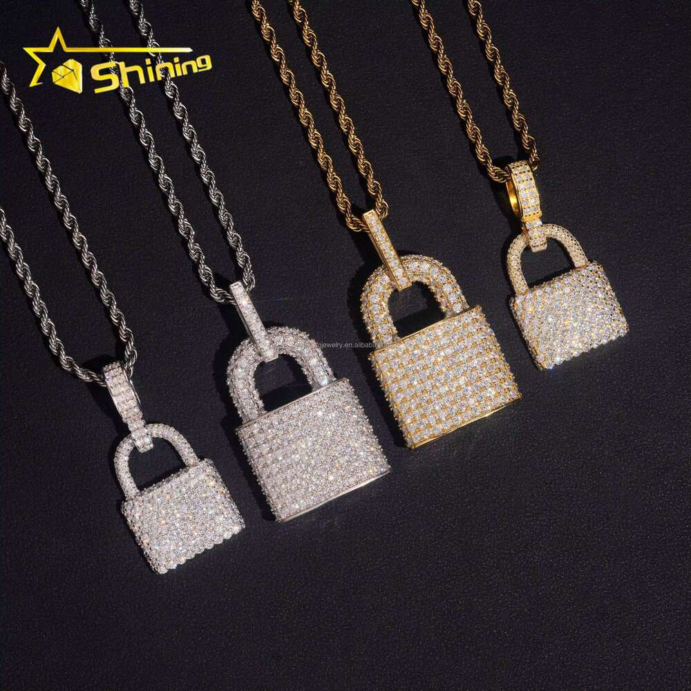 Hot Sale New Arrivals Pass Tester Rapper Jewelry VVS1 Moissanite Dia S Sier Iced Out Man Lock Pendant Charms