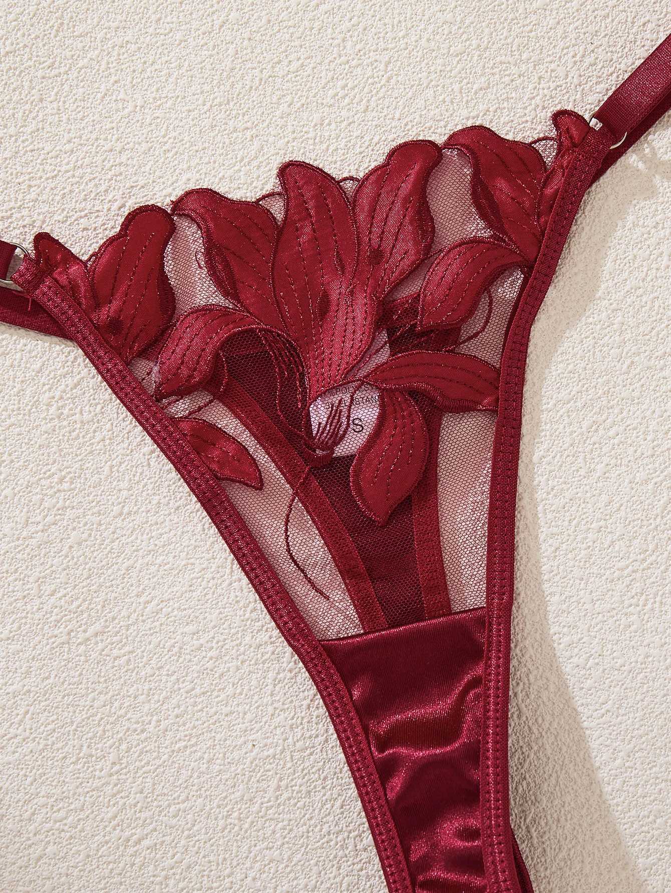 Fairy Lingerie Floral Valentine Charming Brief Panty Underwear Sexy Nighty Fancy Underwear Brief Set for Lady See Through BraXJ250812