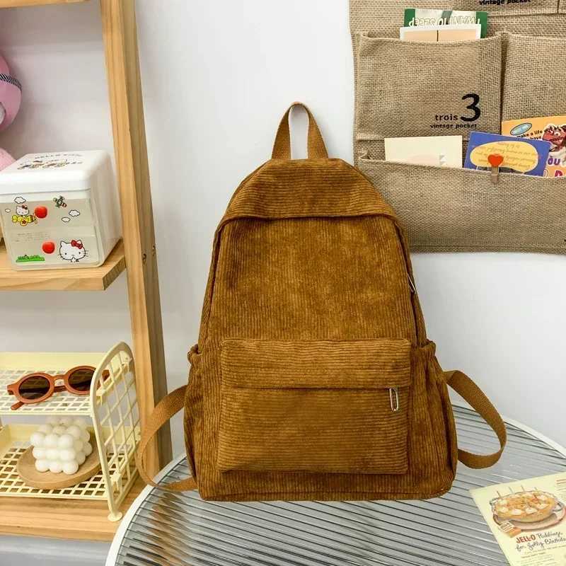 Versatile Zipper Corduroy Solid Colors Fashion Backpacks 2025 New Large Capacity Sewing Thread Schoolbags for Women Causal Y250811
