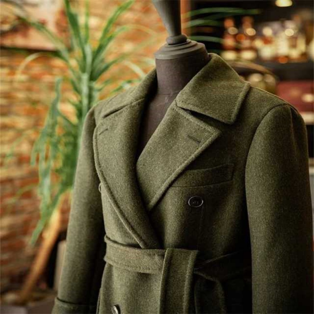 High Quality Long Woolen Coat Double Breasted Autumn Winter Thickened Belted Outerwear Formal Business Warm Long Coat
