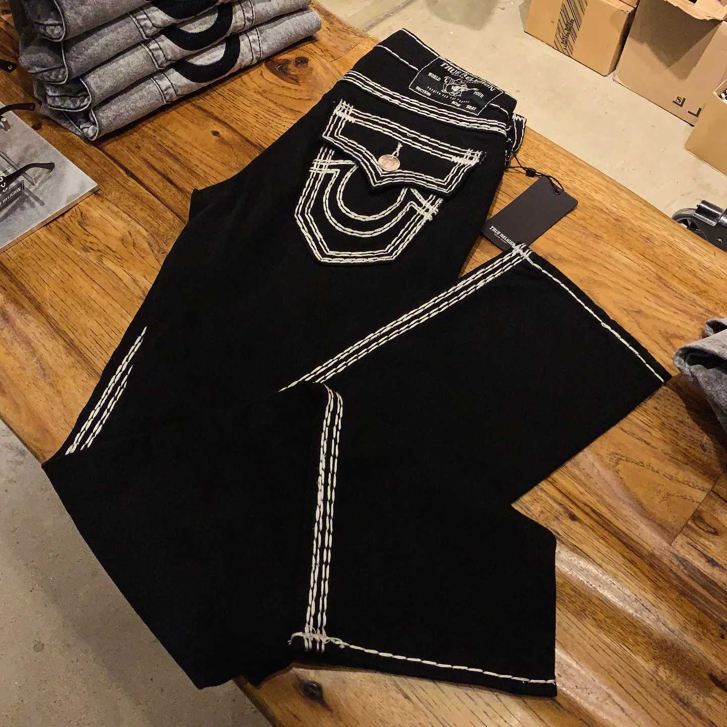 Vintage Hip Hop Street Leisure Denim Pants Buddha Y2k Gothic Fashion Embroidered Straight Leg Wide Leg Jeans Men Clothing X250812