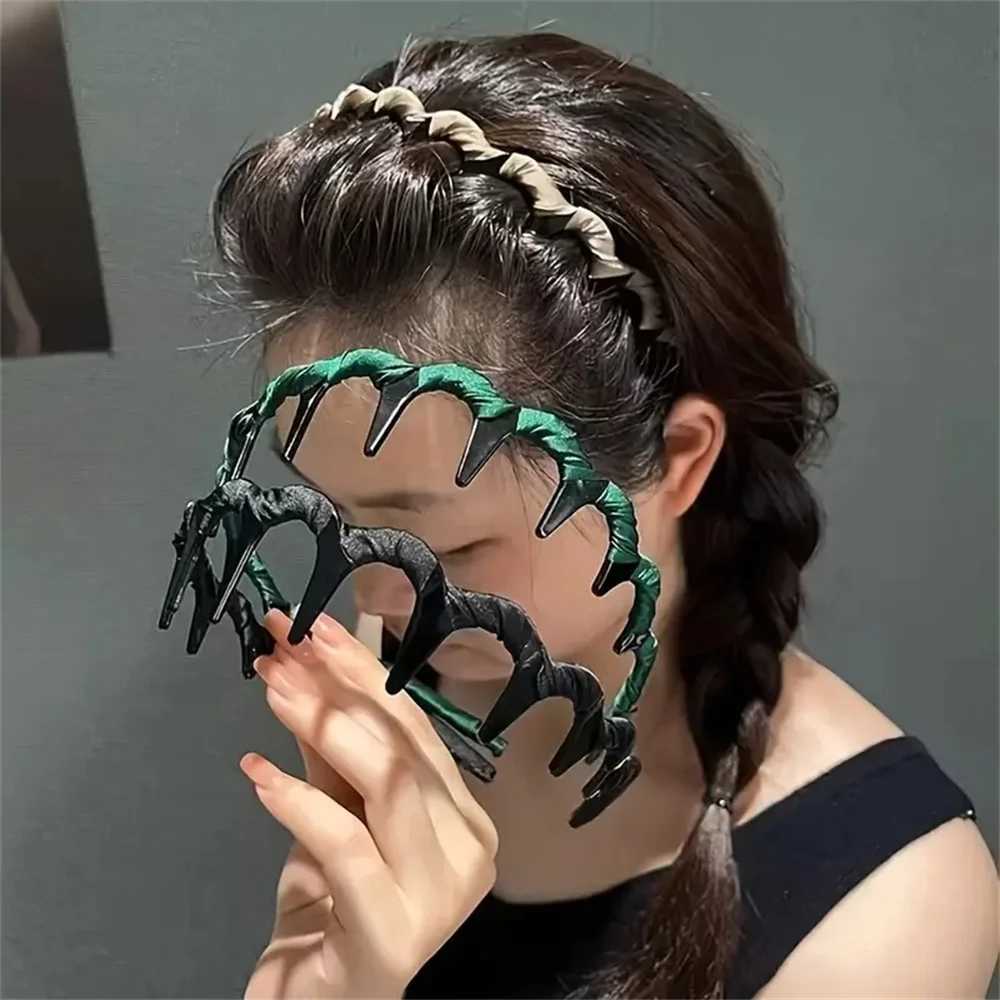 2Pcs/set Fashion Fabric Bands Large Plastic Teeth Hairbands Hairhoops for Women Hair Accessories X250812
