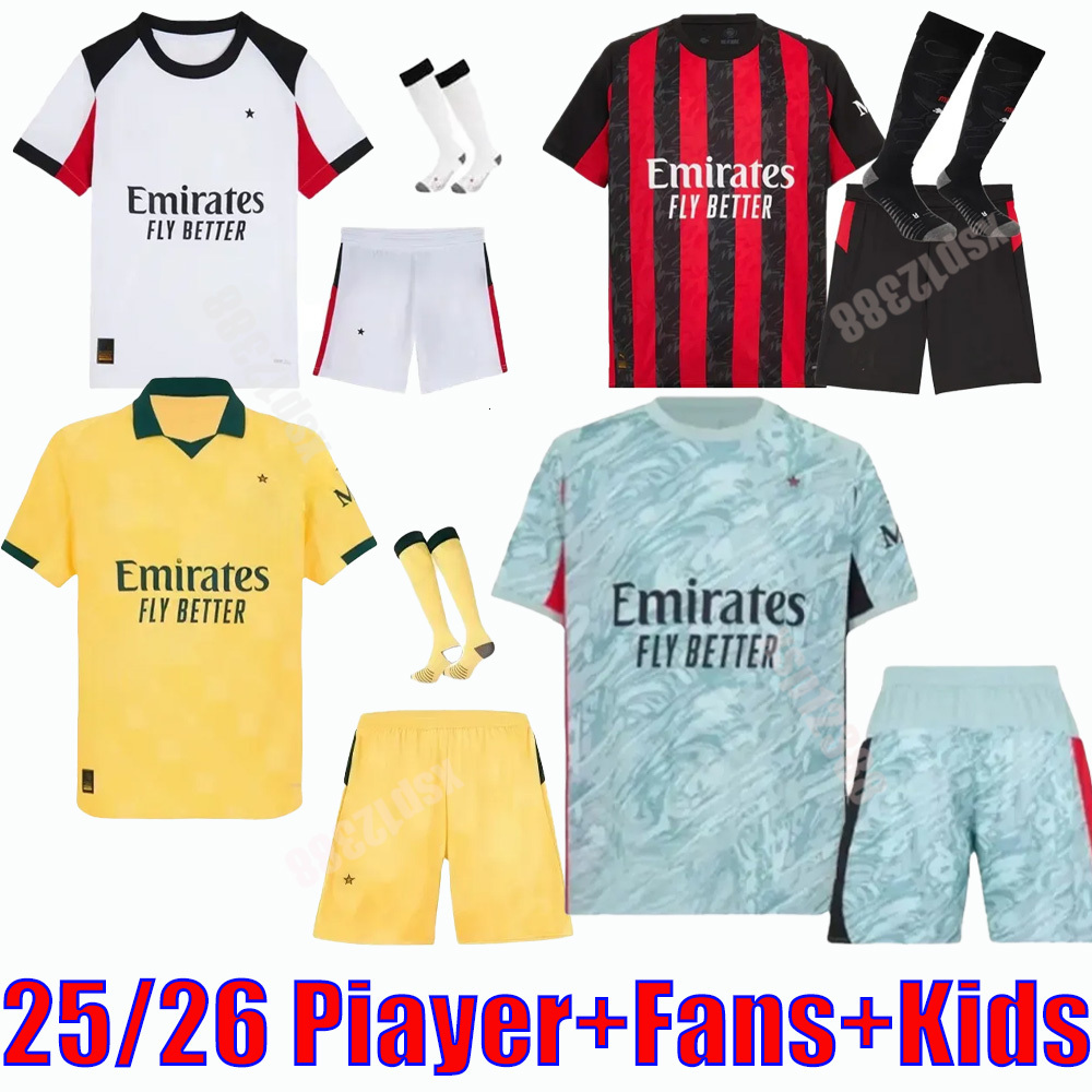 25 26 AC Maglia MilAn MODRIC Soccer Jerseys 2025 2026 Home Away Third THEO PULISIC ROMAGNOLI RAFA LEAO JOAO FELIX GIMENEZ Fan Player Men Kids Football shirts uniform 88