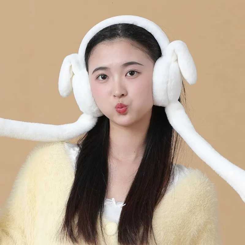 ute and Warm Wireless Ear Muffs for Women Kids Students Plush Earmuffs with Moving Ears Autumn Winter Outdoor Travel Earmuff XJ250812