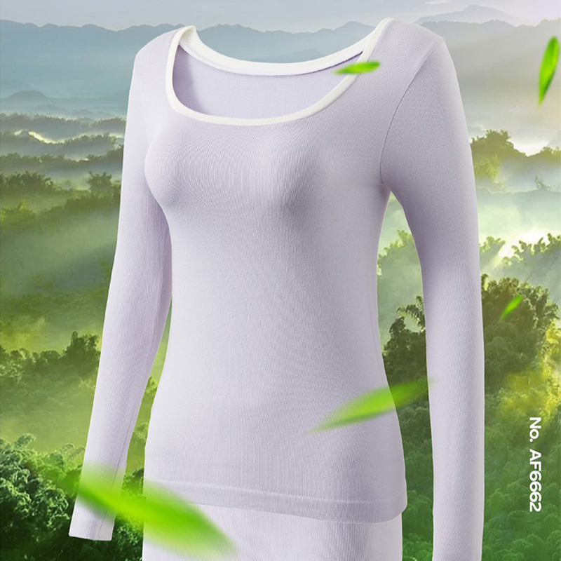 Yoga tights women's generous collar French thin style heating body slim clothes and pants set base set on daily be gift for mom and girlfriend.