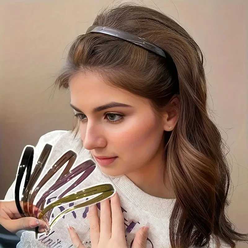 New Trendy Sunes Frame Shape Acrylic Hairbands For Women Toothed Band Anti-Slip Hair Hoop Fashion Hair Accessories X250812