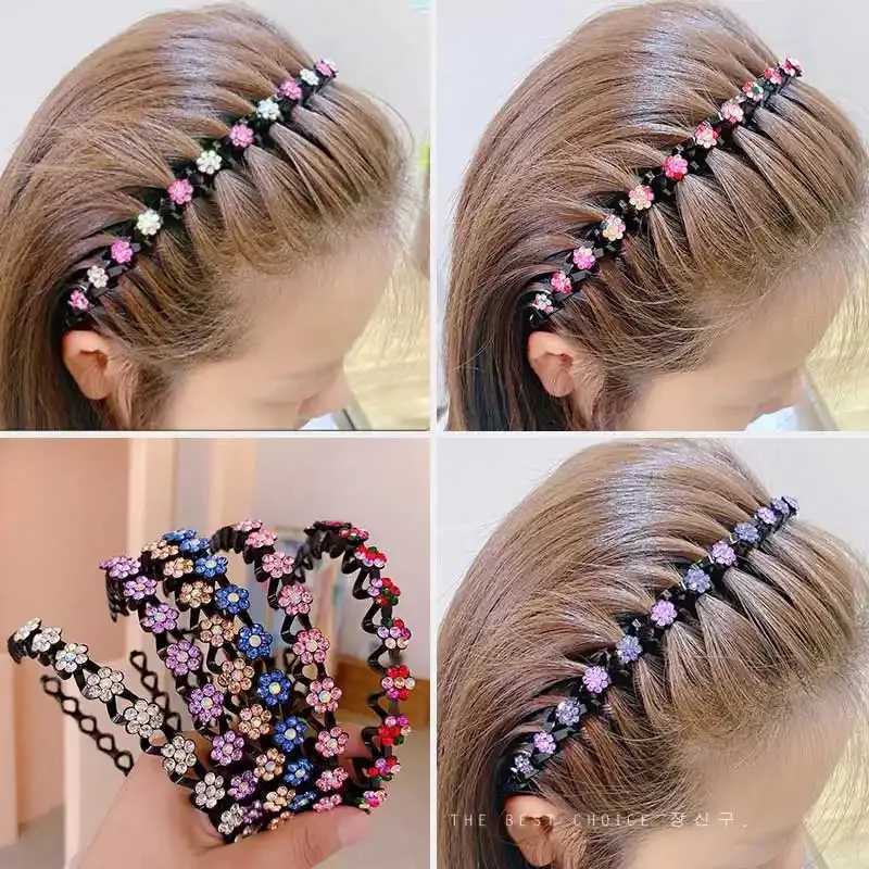 New Non-slip Rhinestone Bands Solid Wave Hairbands for Women Girls Bezel Fashion Hair Hoop Ladies Boutique Hair Accessories X250812