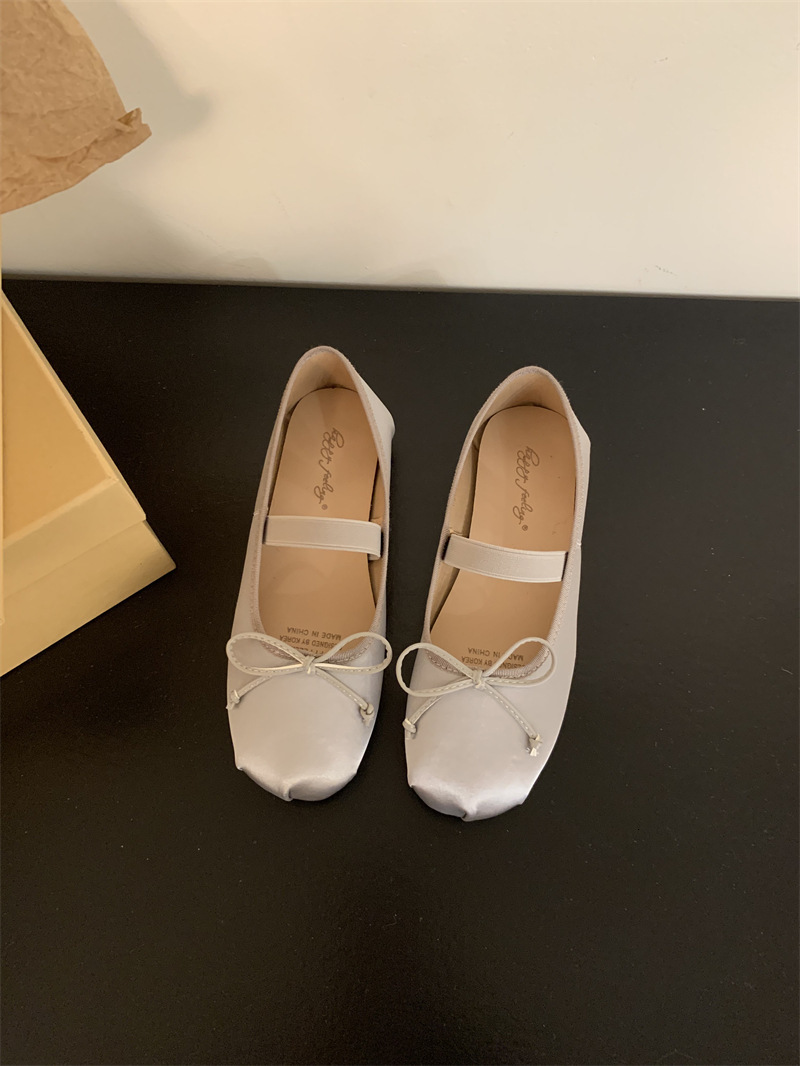 Satin Ballet Flats, Elegant Mary Jane Shoes with Round Toe and Bow Detail - Lightweight Women's Flats Size 43 dh911068014