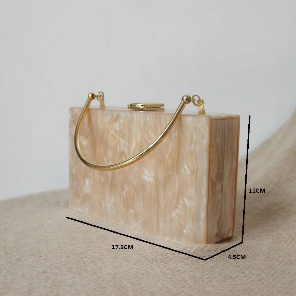 New Fashion Accessory Women Beige Acrylic Candy Solid Dinner Handbag Woman Wedding Evening Bag Trendy Party Box Clutch Purse
