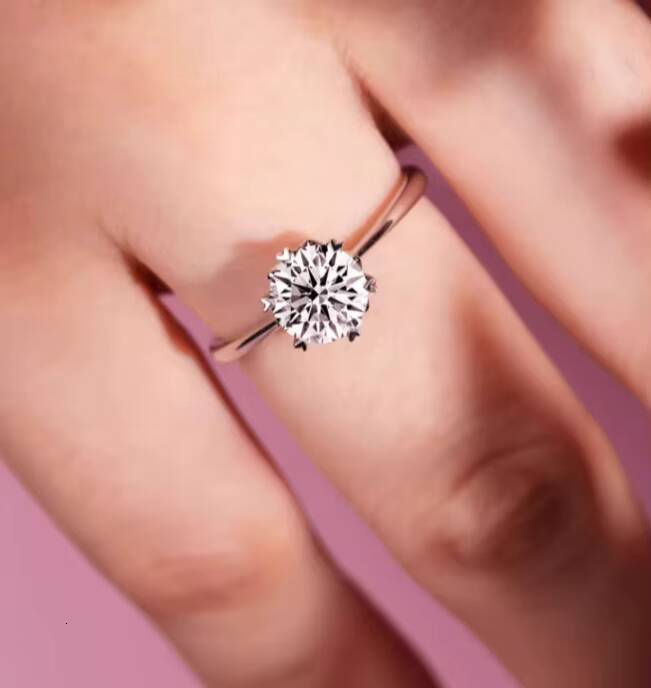 High Quality Classic 6 Prongs Ring With IGI Certificate 14K 18K Real Rose Gold Shinny Lab Diamond Ring for Women