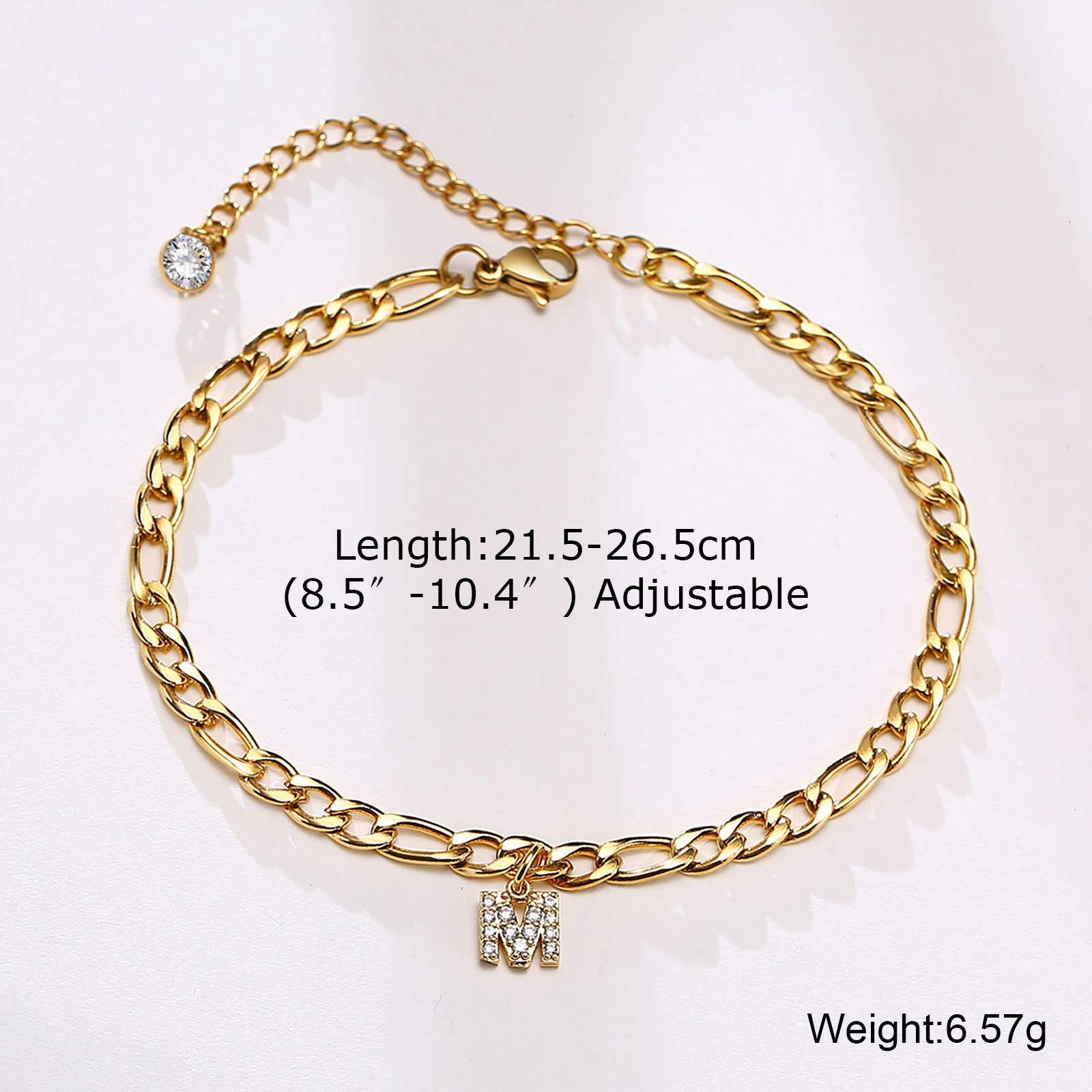 Crystal A-Z Letter Initial Anklets Bracelet for Women Cuban Link Anklet Stainless Steel Beach Leg Foot Chains Wholesale 250812