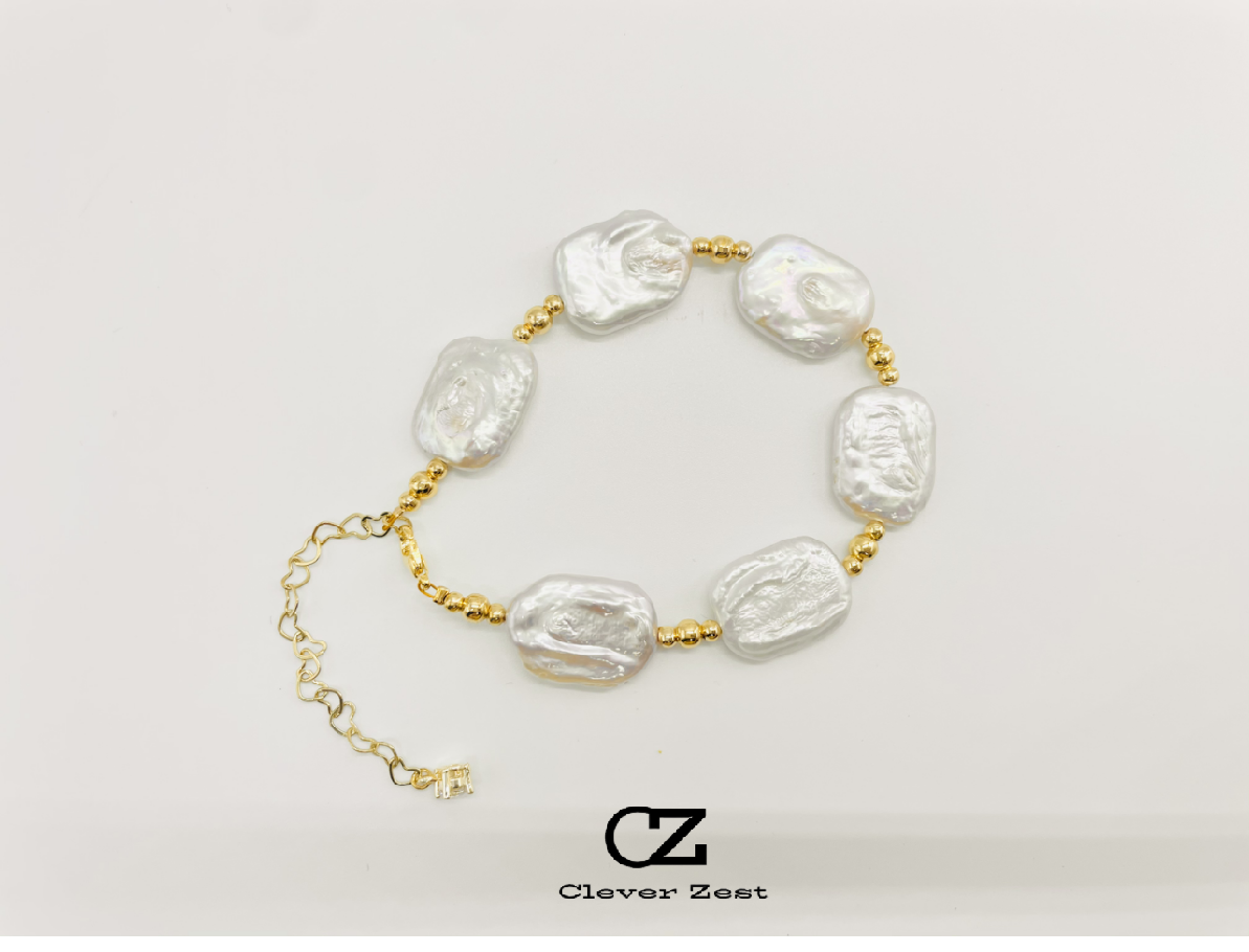 Natural freshwater baroque pearl bracelet Gold-plated craftsmanship Fashionable Bohemian style Resort style Designer handmade