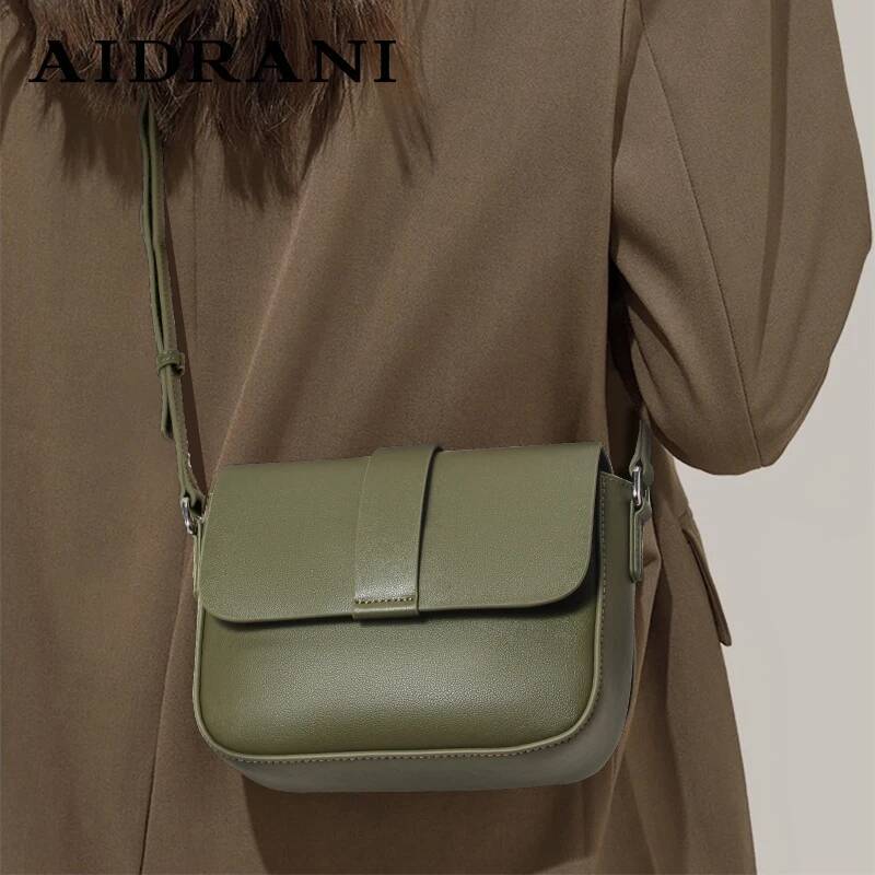 Aidrani Genuine leather women's crossbody 100% soft cowhide shoulder stylish and simple square bag ddmymarket