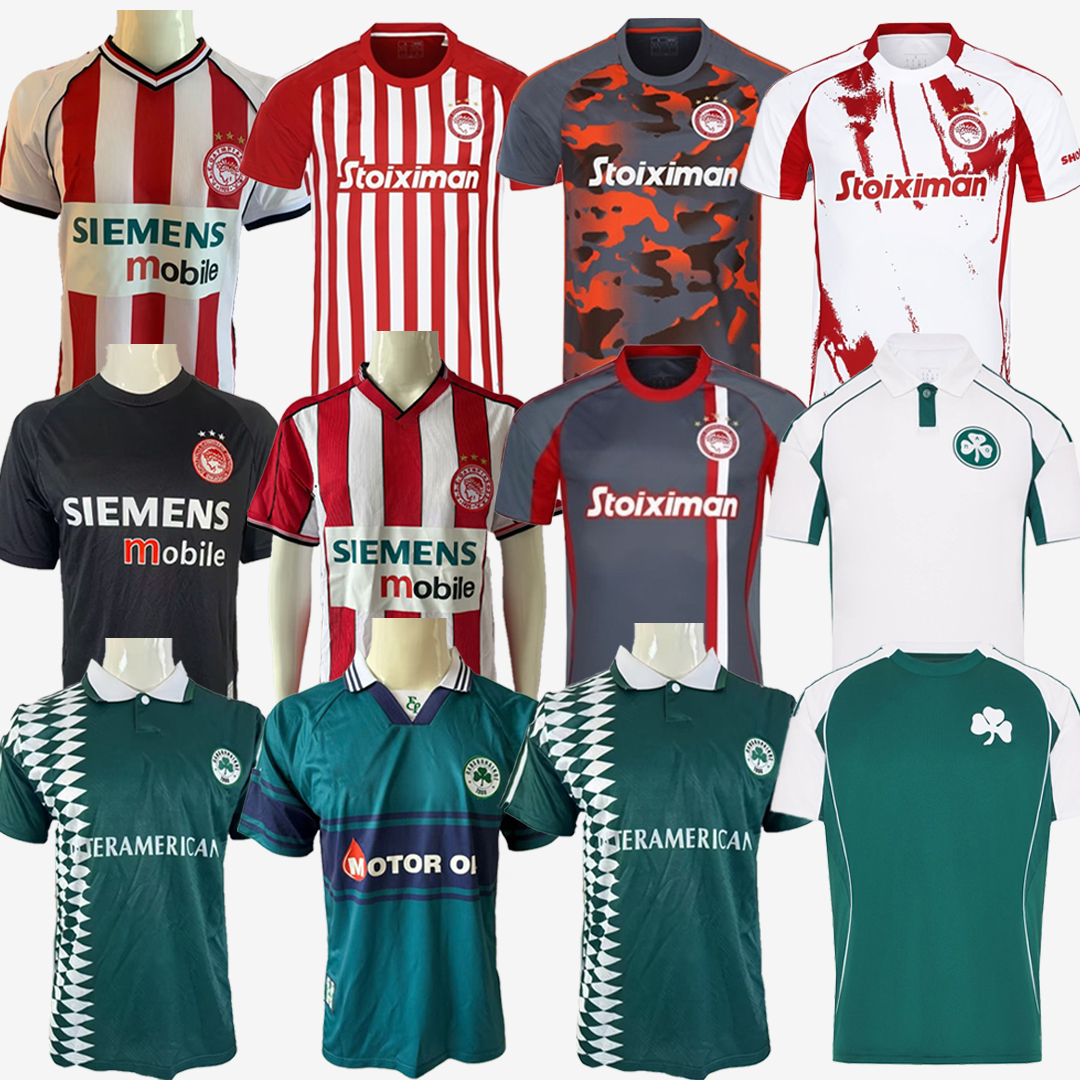New + retro 2004 2005 100 years 2025 2026 2027 Olympiacos soccer jerseys 25 26 27 kids kit Football Shirts T Uniform 01 02 03 04 05 95 96 PANATHINAIKOS 1995 1996 1999 2000