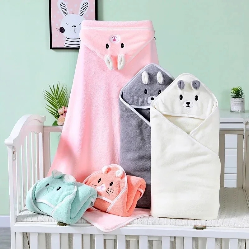 Cartoon Animal Baby Hooded Bath Towels Toddler Bathrobe Warm Sleeping Swaddle Wrap for Boys Girls born Soft Towel Blanket w250725