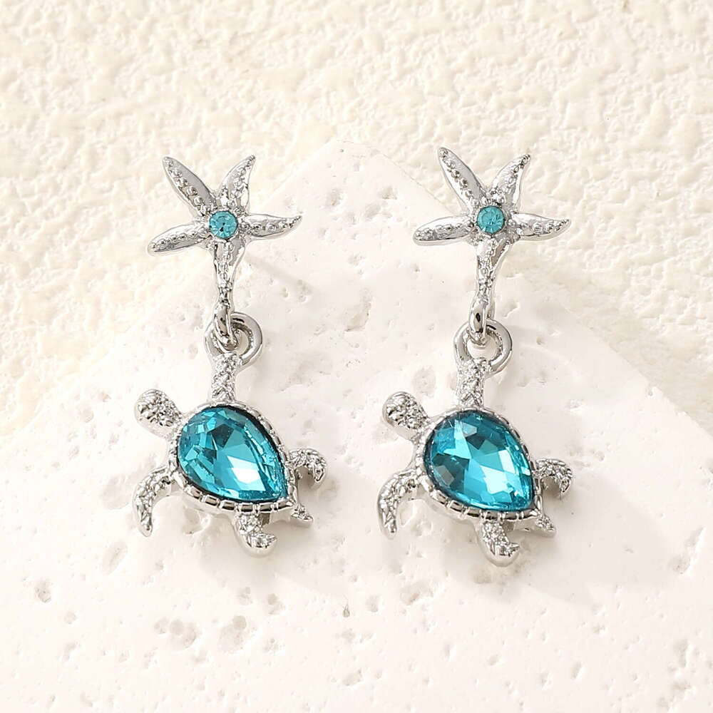 Fashion Starfish Blue Turtle for Women, Versatile Summer Ocean Theme Earrings