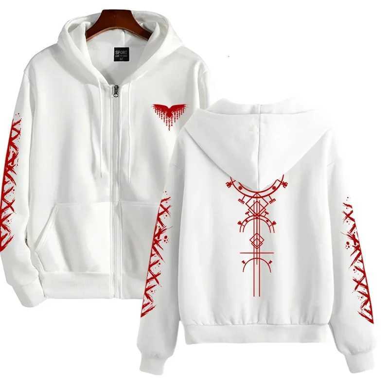 Viking Raven Print Hoodie Men 2025 Winter Zipper Sweatshirt Casual Sporty Pullover Hooded Coat Y2k CloTHes Y250811