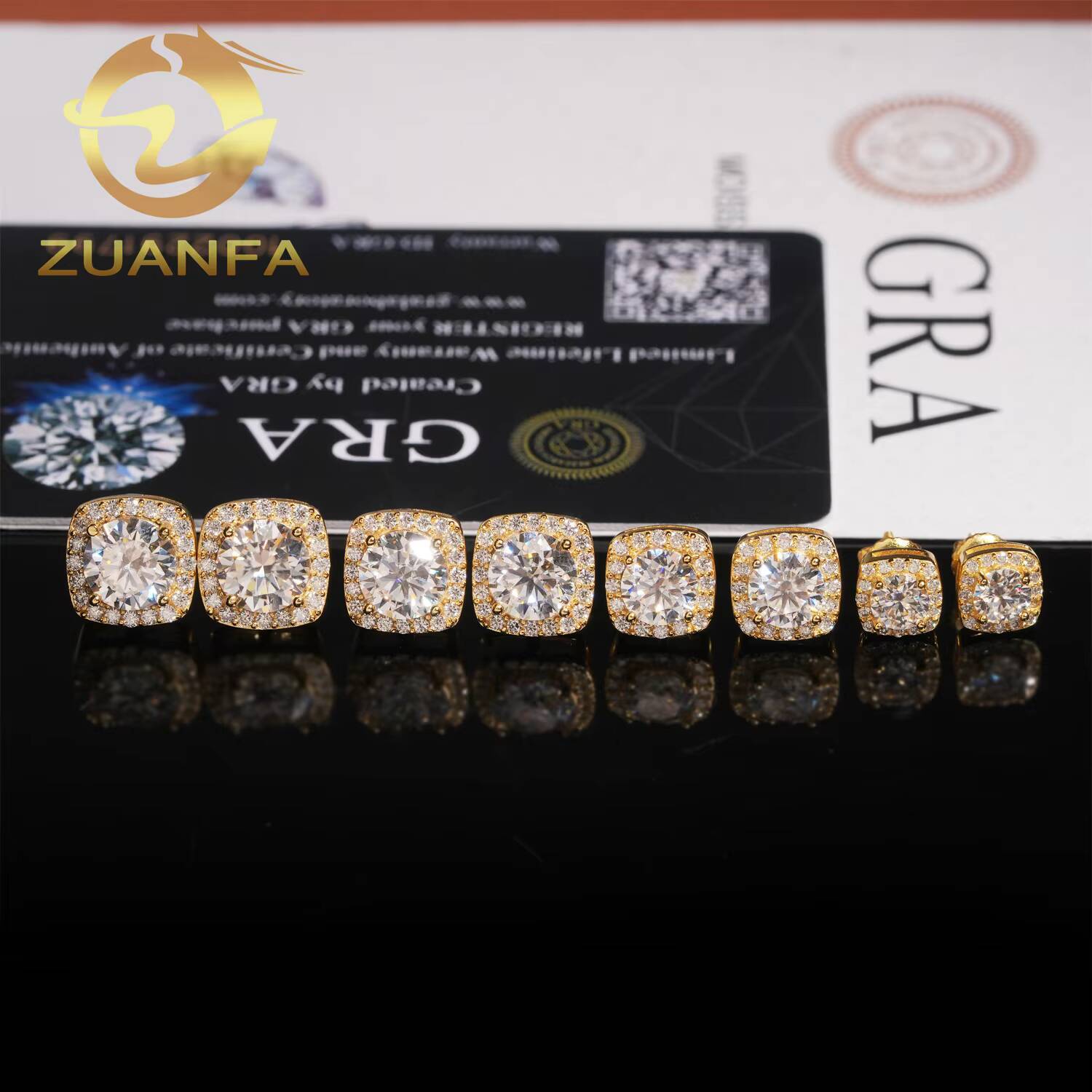Wholesale Price Iced Out Halo Moissanite Diamond Earrings Screw Back Stud Earrings 925 Silver Hip Hop Earrings