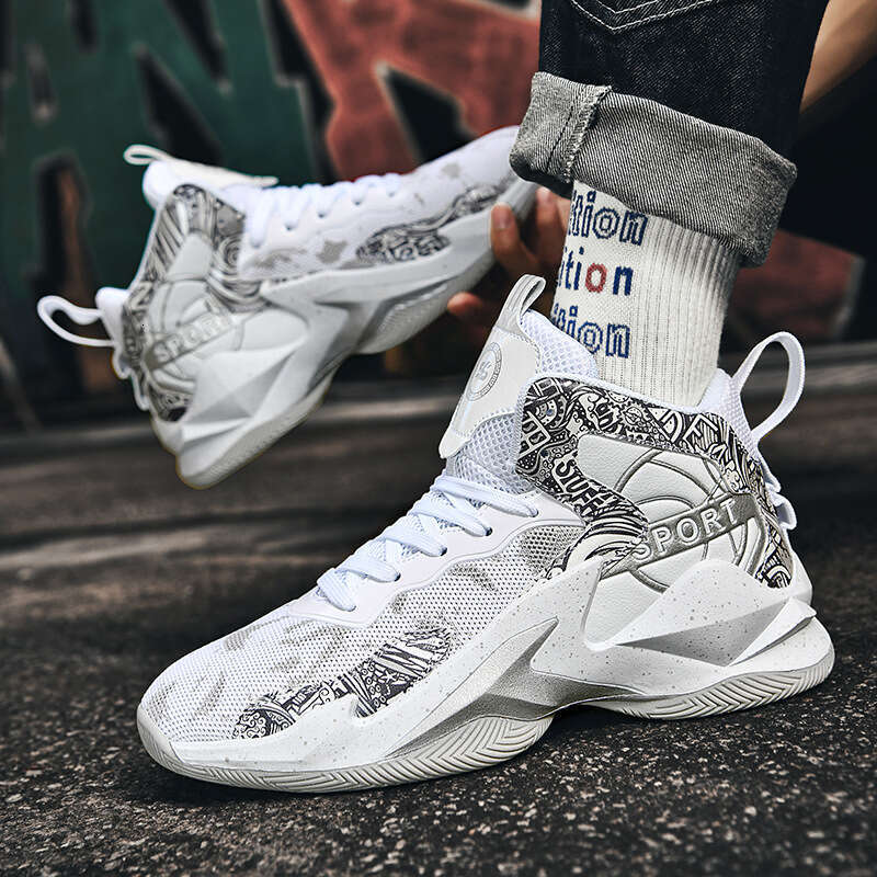 Free shipping Graffiti Mesh Breathable Basketball for Men and Women Trendy Outdoor Cement Court Sports Practical Competition Shoes