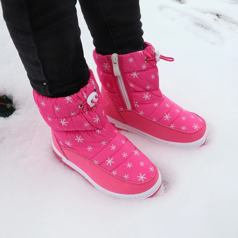 Cute eagle Girls Winter Boots boys Fashion Plush Snowshoe Water-Proof Students Sneakers Rubber Boots Keep Warm Sneakers 250811
