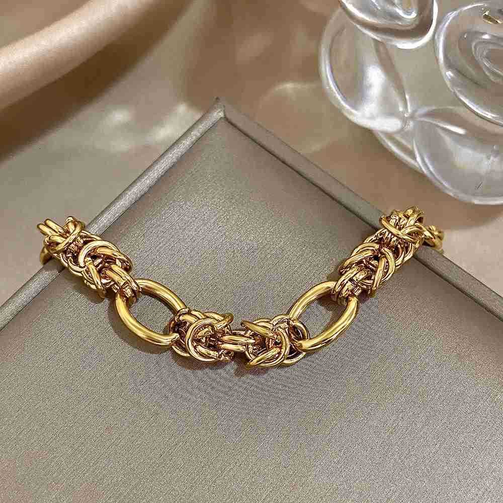 316L Stainless Steel Twisted Bracelets Bangles for Women Trendy Chunky Gold Plated Wrist Chain Bracelet Waterproof Jewelry U250812