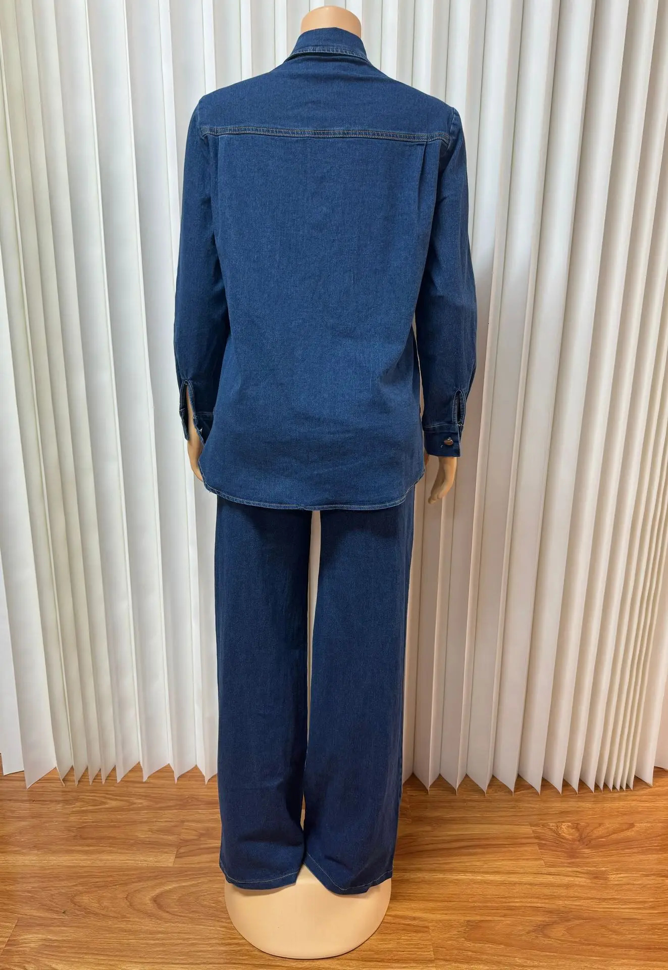 Women Denim 2 Piece Sets Coat Jeans Pockets Single Breasted Turn Down Collar Outfits Distressed Jacket Straight Pants Suit 2025 250808