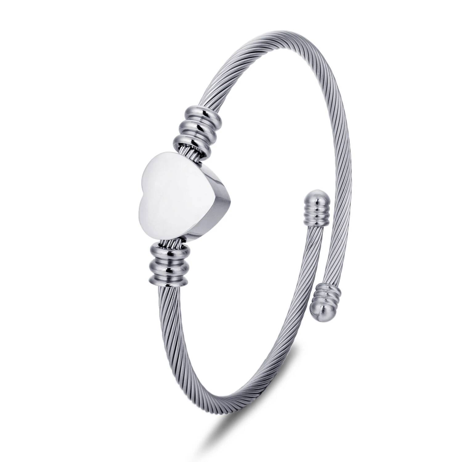 Heart Stainless Steel 124 Bracelet Simple High-End Solid Color Non-Fading Cuff Bangle Minimalist Dainty Women Jewelry Gift