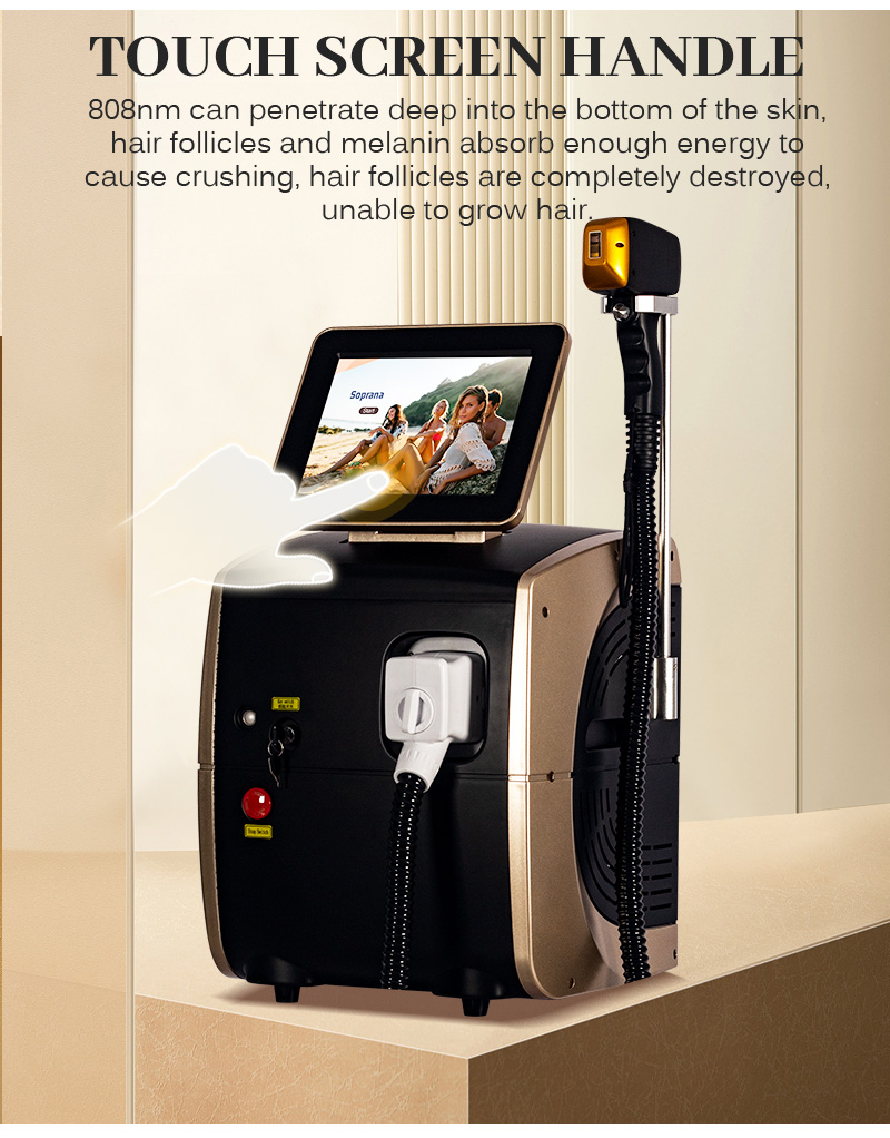 Latest Diode Laser Hair Removal Device Triple Wavelength Painless and Permanent 808nm+1064nm+755nm