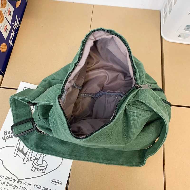 2022 Winter New 100% Cotton Shoulder Bags Solid Black Canvas Packages Unisex Large Capacity Leisure or Travel Crossbody Bag Z250812