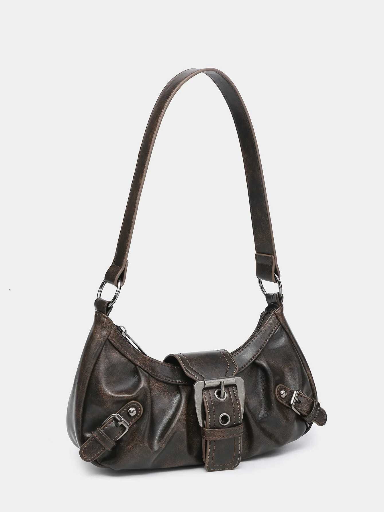 2024 Spring Hot Selling Maillard Style Style Small Bag Spicy Y2K Wasteland Style Vintage Leather Shoulder Armpit Bag Z250812