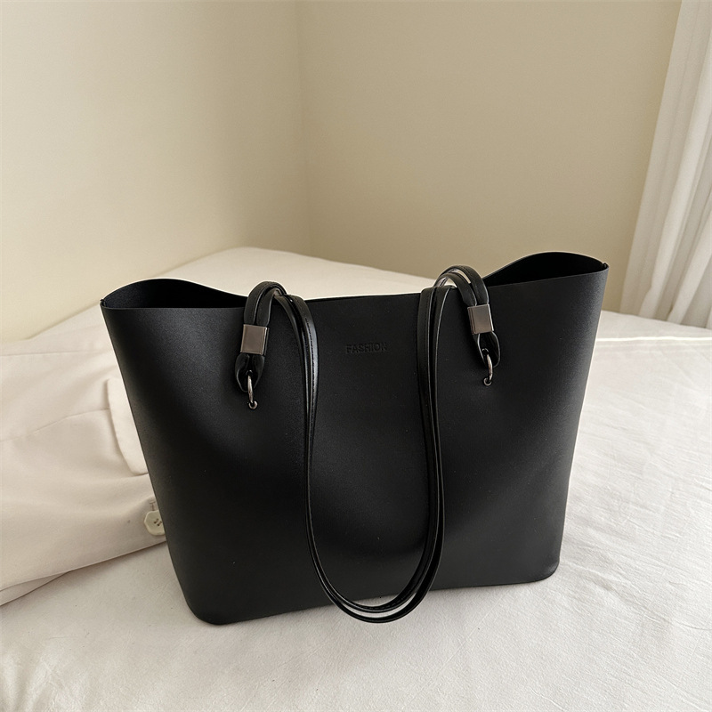 Large Capacity Fashion New Casual Oil Wax Leather Solid Color Women s Single Shoulder Underarm Tote Bag ddmymarket