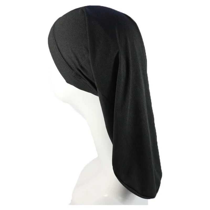 Unisex Black Long Hair Sock Cap Bonnet Breathable Elastic Wrap Night Caps For Women Men Polyester Nightcap Sleeping Hats XJ250812