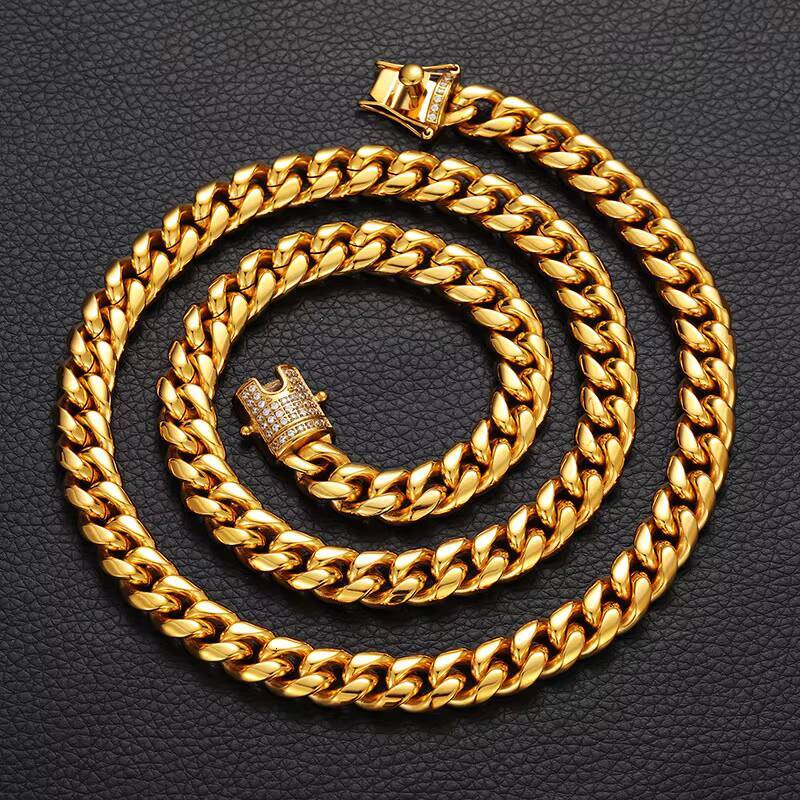 European and American Hip Hop Stainless Steel Necklace Moissanite Cuban Chain Jewelry Wholesale for Women Men