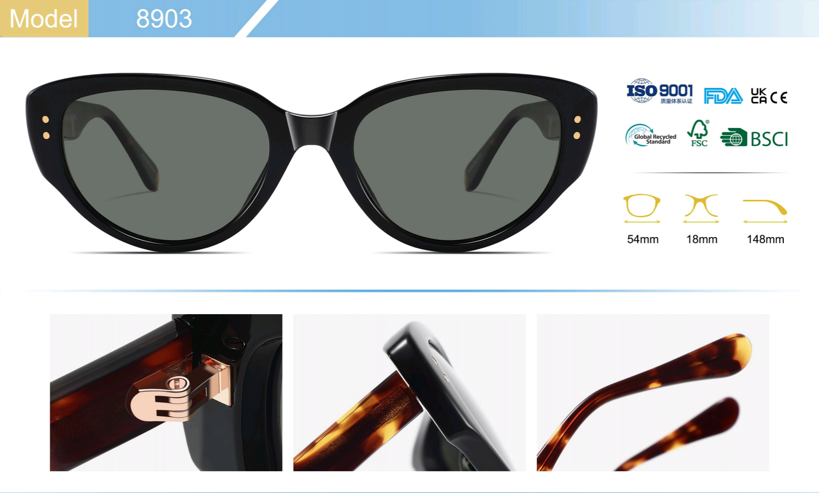 Retro hexagonal sunglasses high-quality cellulose acetate frames men women's lightweight UV400 protection scratch-resistant impact-resistant hiki