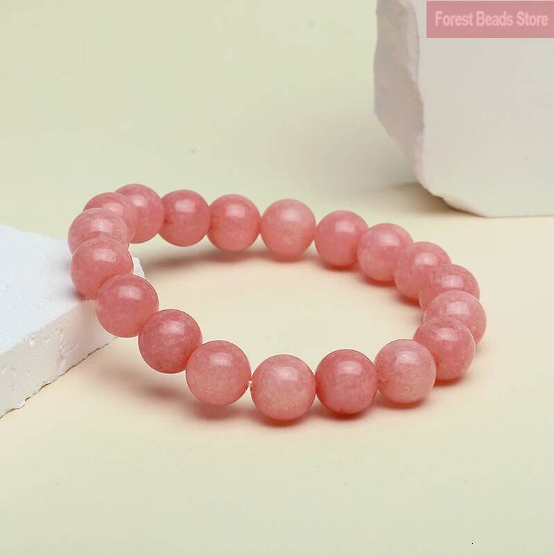 Natural Stone Pink Chalcedony Bracelet Woman for Gift Handmade Gem Semi Precious Gemstone Lucky Chakra Couple 6/8/10/12mm