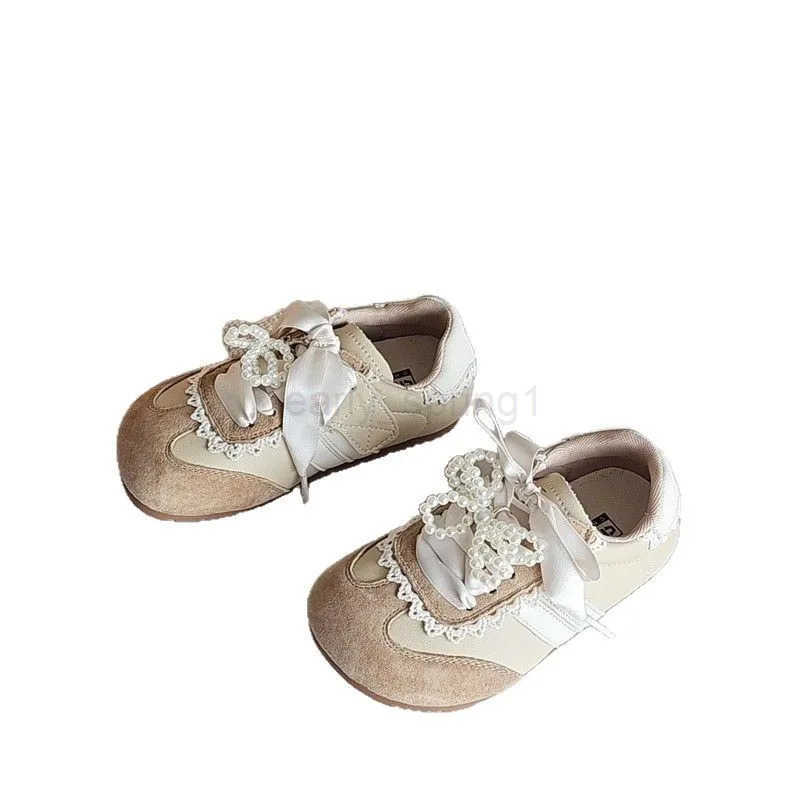 2025 Autumn New Fashion Girl Sneaker Girl Board Shoe Bow Princess Shoe Soft Sole Tennis Female Versatile Girls Shoes Sneakers T250812