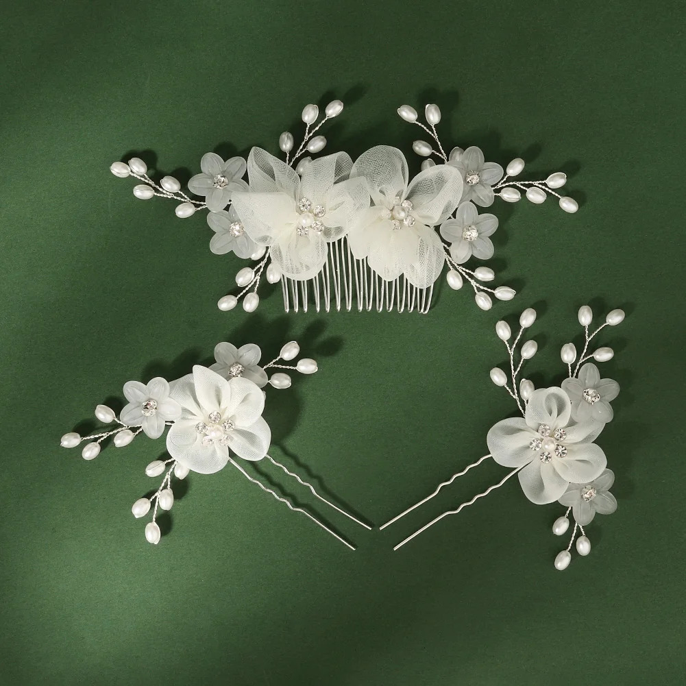 Fashion Bridal Headdress Flower Hair Comb Hairpin Set Handmade Bride Accessories For Women Wedding Party Hairclips Gifts 250804
