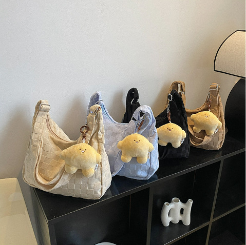 Ins Style Large Capacity Canvas Women Korean Version Literary Single Shoulder Handheld Tote for Female College Students Class Crossbody Bag