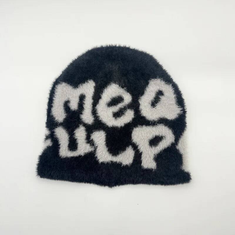 New Ins Popular Unisex Autumn Funny Mink Fur Winter Women's Cap With Letter Beanies Hat Men Warm Soft Skullies Bonnets Gift ddmythur - view 7