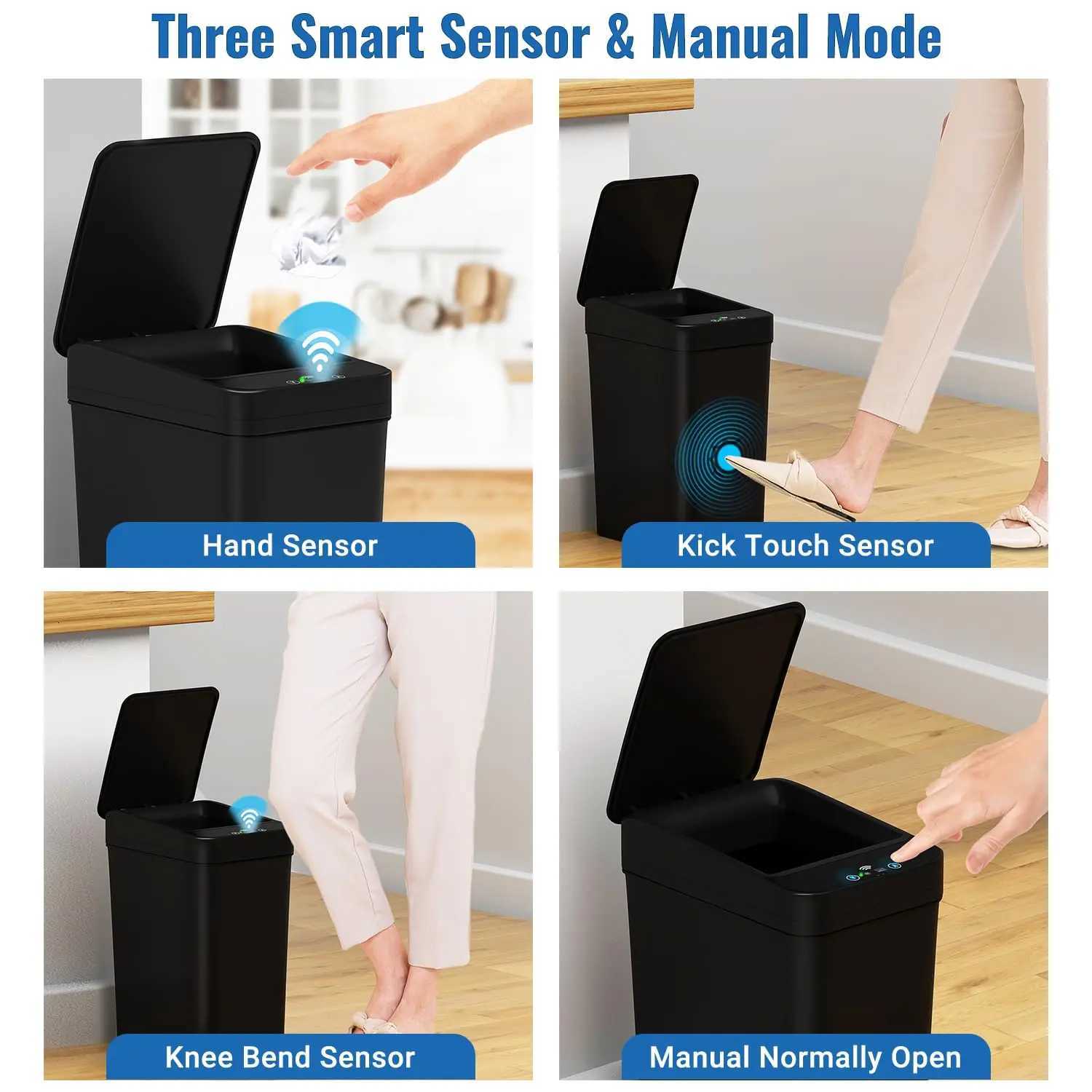 12L Automatic Motion Sensor Touchless Waterproof Trash Can with Lid Smart Electric Trash Can for Kitchen Y250812