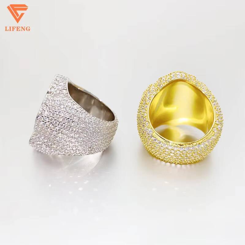 925 Sterling Silver Cross Full Moissanite Ring Hip Hop Baguette Cut Statement Jewelry Moissanite Hip Hop Ring