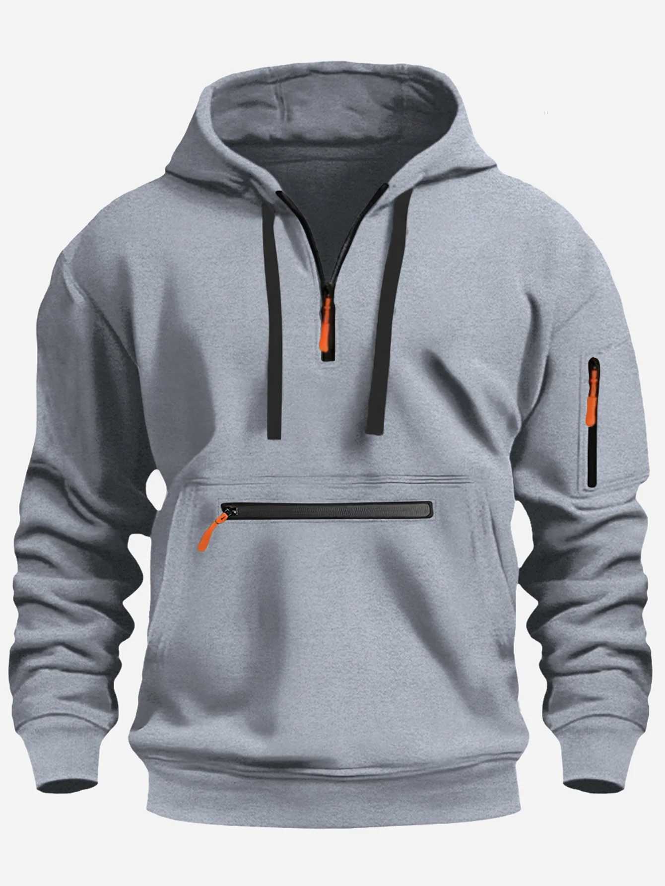 Mens Streetwear Military Sweatshirt Fleece Winter Zipper Pullover Fashion Mens Solid Color Loose Lamb Thick Jacket Men Clothing Y250811