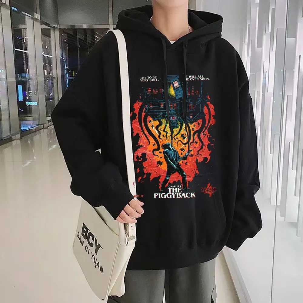 Mens Clothing Tracksuit Simple Design Loose Hoodies Oversized Hooded Sweatshirt with Print Pullover Harajuku Punk Streetwear Y250811