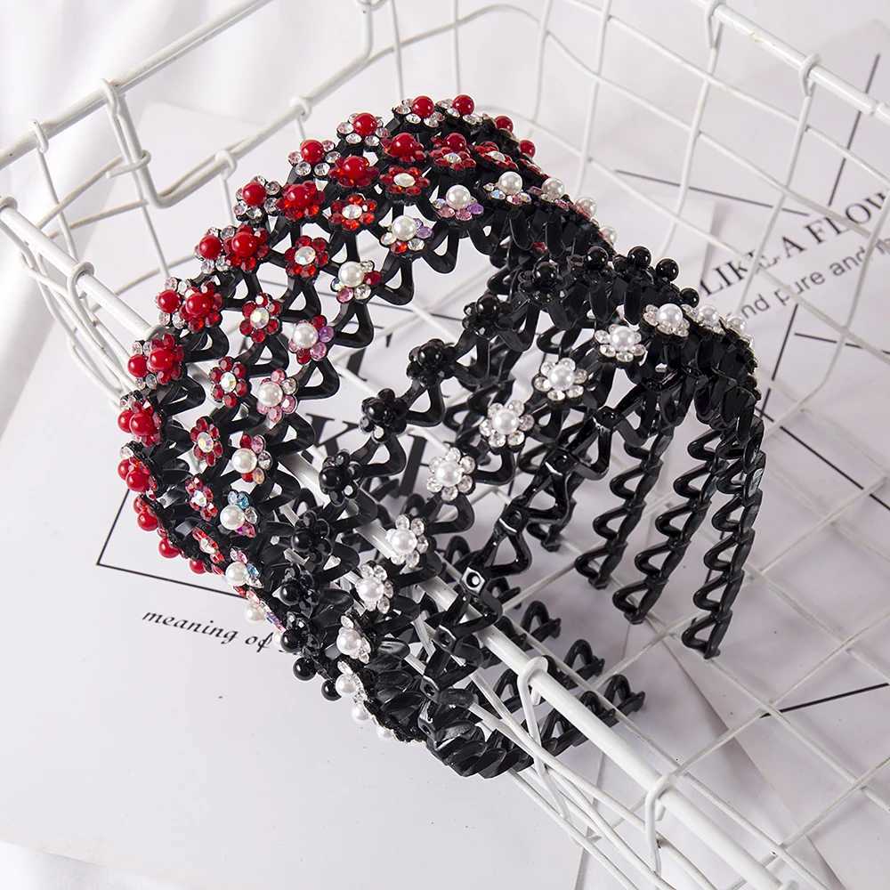 Fashion Flower Rhinestone Bangs Band Non-Slip Elastic Hairbands Crystal Band Bow for Women Girl Hair Accessories Wear X250812